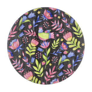 Spring Floral: Watercolor Seamless Pattern Cutting Board
