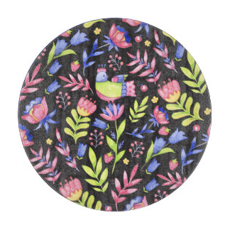 Spring Floral: Watercolor Seamless Pattern Cutting Board