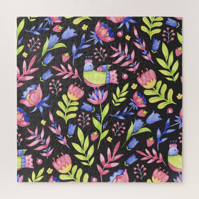 Spring Floral: Watercolor Seamless Pattern Jigsaw Puzzle (Vertical)