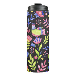 Spring Floral: Watercolor Seamless Pattern Thermal Tumbler