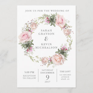Spring Floral Watercolor Wedding Invitation