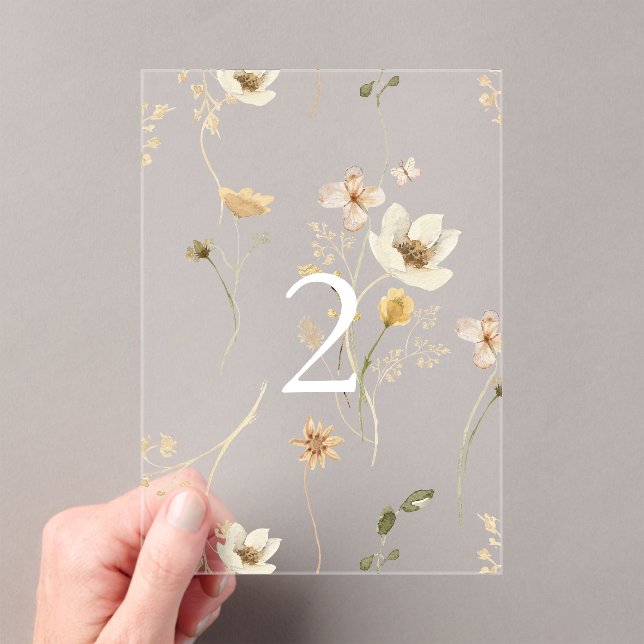 Spring Floral Wedding Acrylic Arch Table Number (Insitu (Handheld))