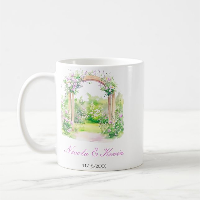 Spring Floral Wedding Arch Coffee Mug (Left)