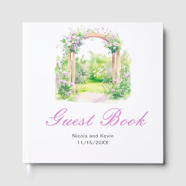 Spring Floral Wedding Arch Guest Book (Front)