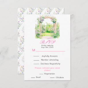 Spring Floral Wedding Arch Reception RSVP Card