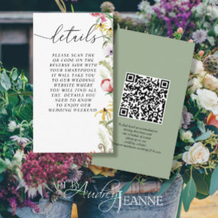 Spring Floral Wedding Details QR Code Enclosure