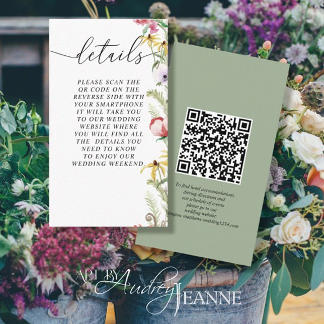 Spring Floral Wedding Details QR Code Enclosure (Creator Uploaded)