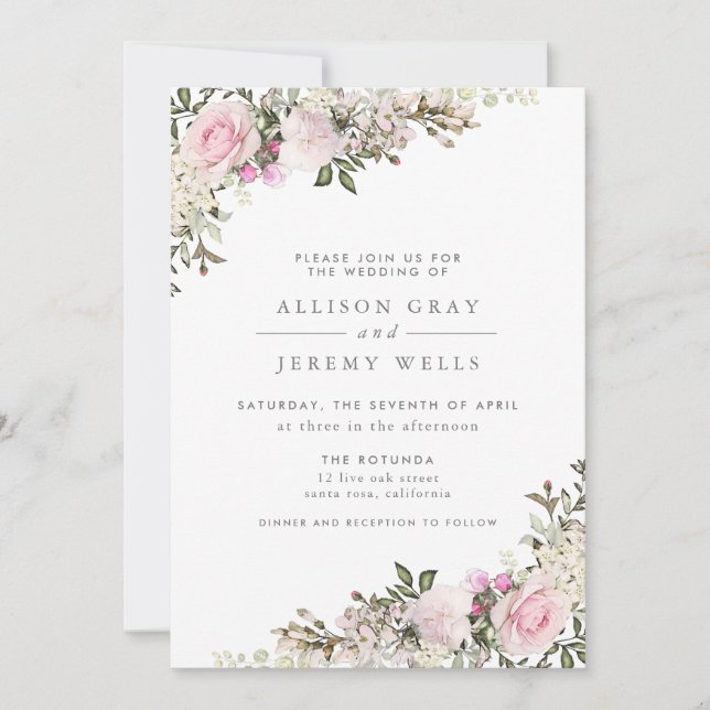 Spring Floral Wedding Invitation (Front)