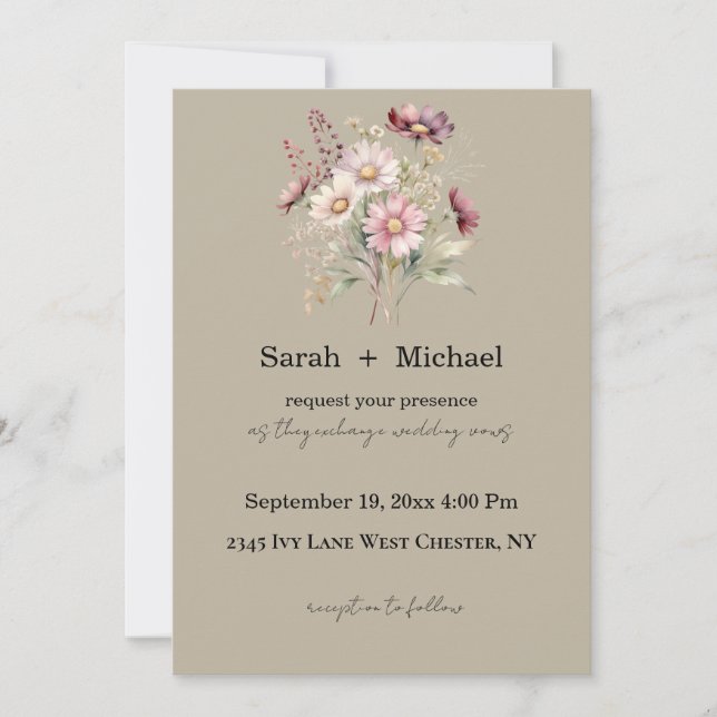 Spring Floral Wedding Invitation (Front)