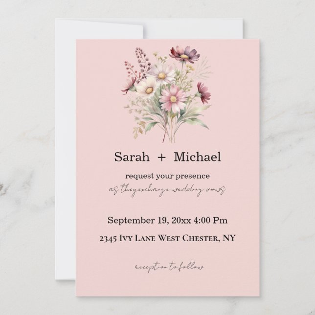 Spring Floral Wedding Invitation (Front)