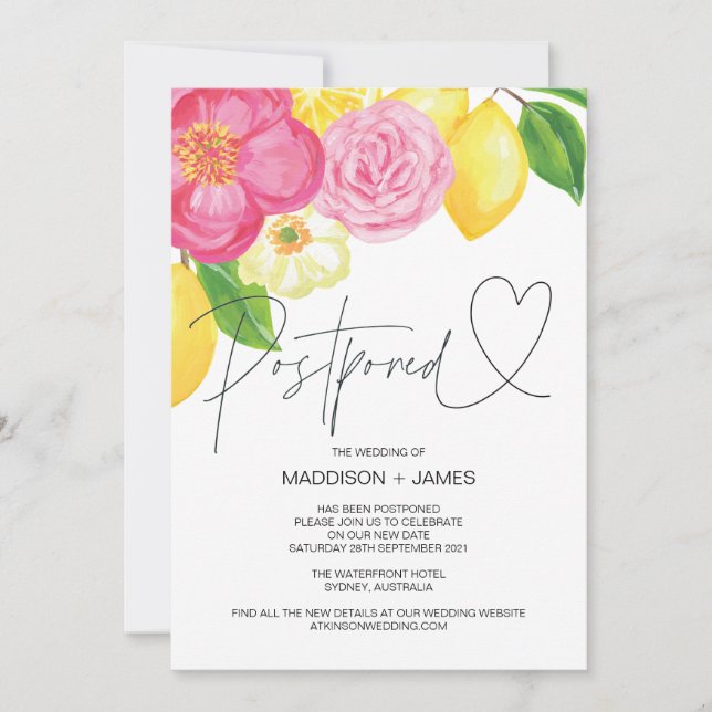 Spring Floral Wedding Postponed Change the Date Invitation (Front)