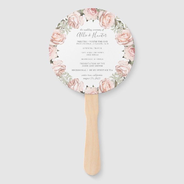 Spring Floral Wedding Program Fan (Front)