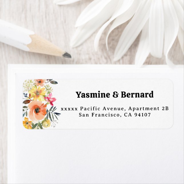 Spring Floral Wedding Return Address Label (Insitu)
