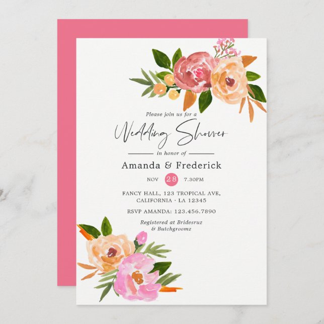 Spring Floral Wedding Shower Invitation (Front/Back)