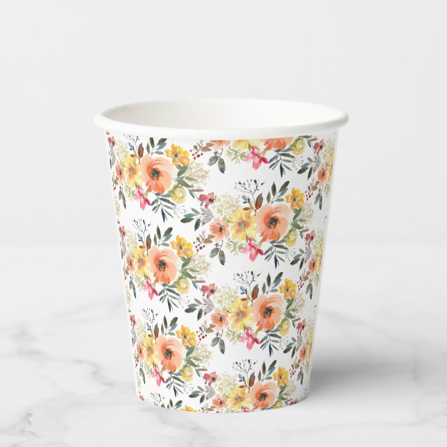 Spring Floral Welcome baby Shower  Paper Cups (Front)