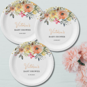 Spring Floral Welcome baby Shower Paper Plate