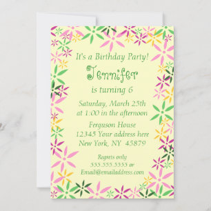 Spring floral whimsical girls birthday invitation