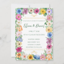 Spring Floral Wildflower Wedding Invitation