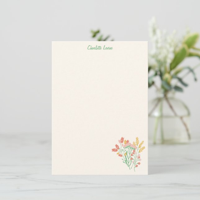 Spring Floral Wildflowers Personalized Stationery Thank You Card (Standing Front)