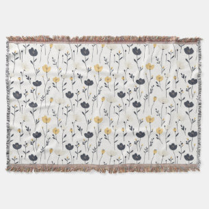 Spring floral with beige and orange throw blanket
