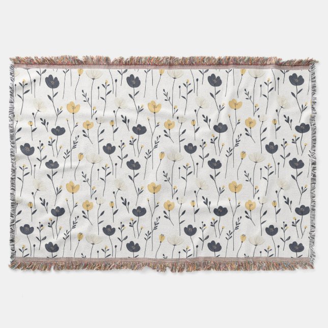 Spring floral with beige and orange throw blanket (Front)