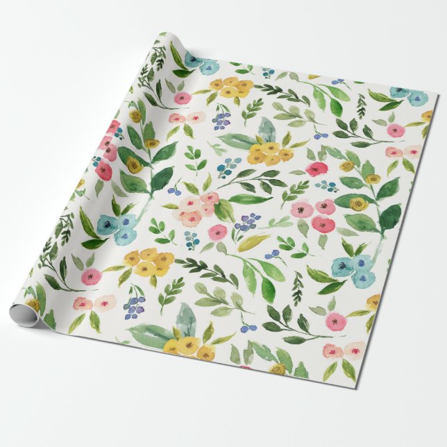Spring Floral Wrapping Paper (Unrolled)