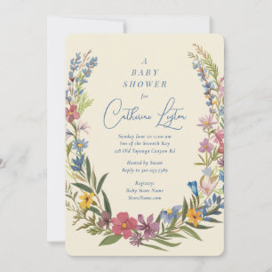 Spring Floral Wreath Baby Shower Invitation