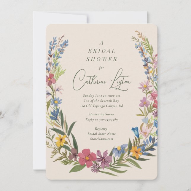 Spring Floral Wreath Bridal Shower Invitation (Front)