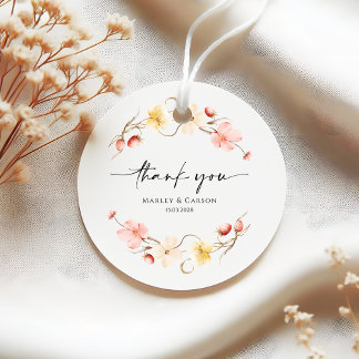 Spring Floral Wreath Wedding Thank You Favor Favour Tags