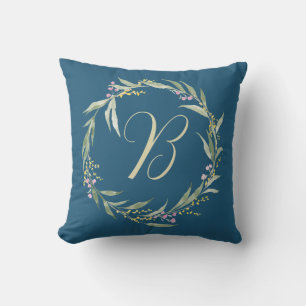 Spring Floral Wreath with Initial Cushion