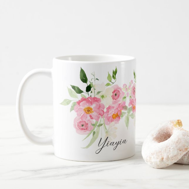 Spring Floral Yiayia Coffee Mug (With Donut)