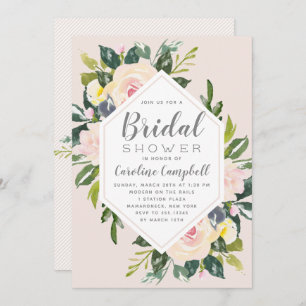 Spring Florals Blush   Bridal Shower Invitation