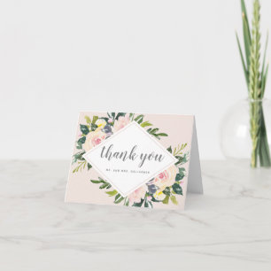 Spring Florals Blush   Folded Wedding Thank You Card