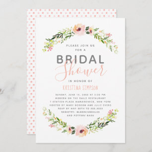 Spring Florals Bridal Shower White Invitation