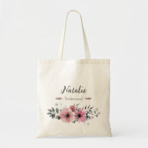 Spring florals Bridesmaid pink and grey modern Tote Bag