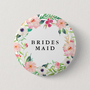 Spring Florals Bridesmaid Wedding 6 Cm Round Badge