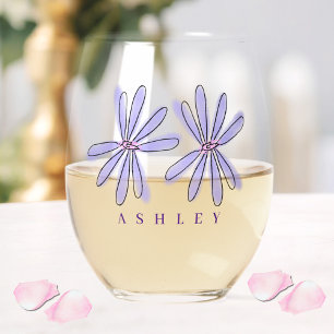 Spring Florals Lavender Purple Stemless Wine Glass