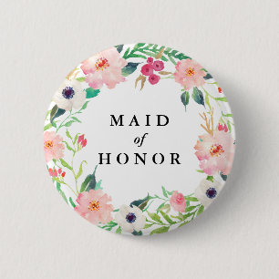 Spring Florals Maid of Honour Wedding 6 Cm Round Badge