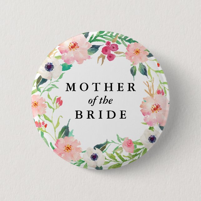 Spring Florals Mother of the Bride Wedding 6 Cm Round Badge (Front)