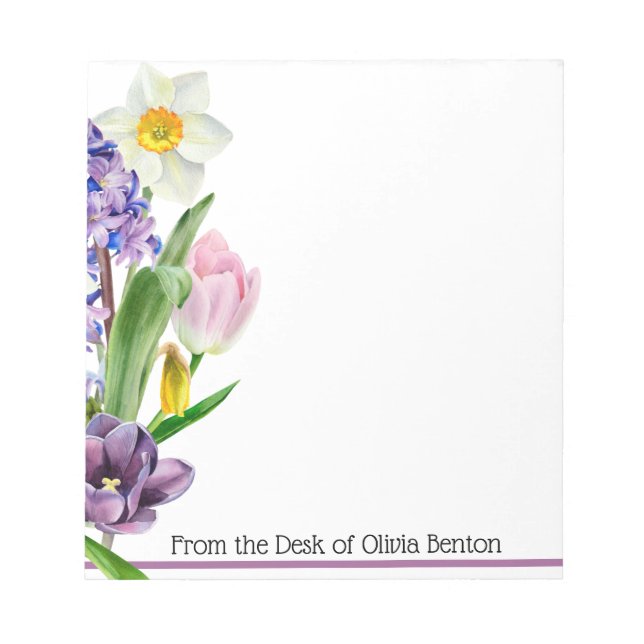Spring Florals Name White Notepad (Front)