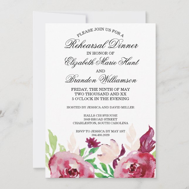 Spring Florals | Rehearsal Dinner Invitation (Front)
