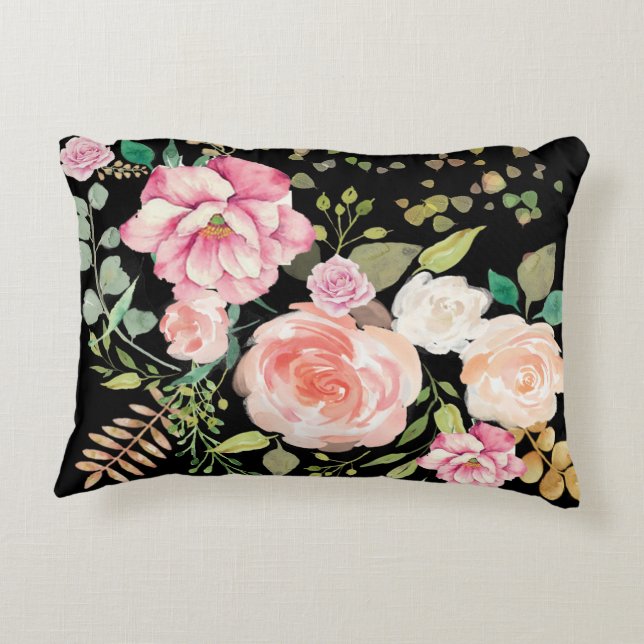 spring flower accent  decorative cushion (Back)