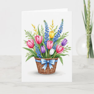 Spring Flower Basket Greeting Card