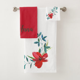 Spring flower bath towel set