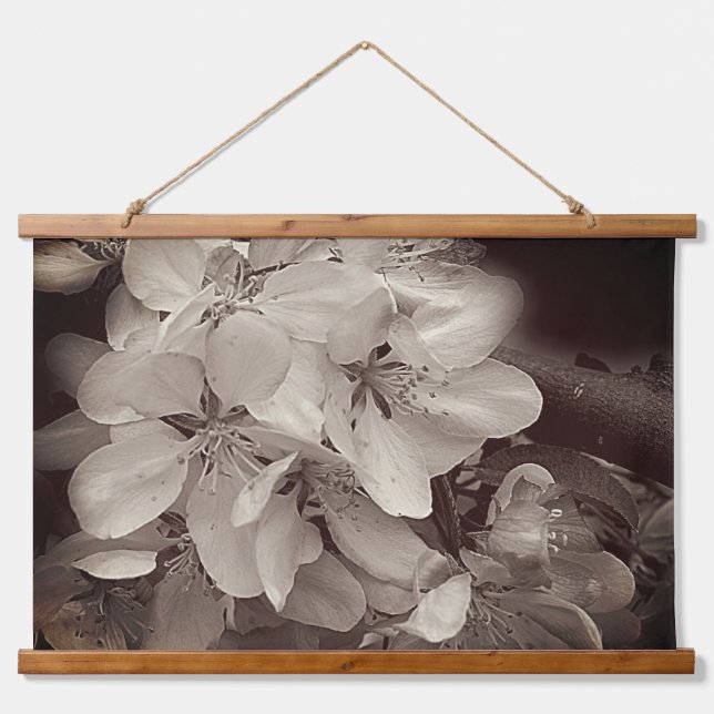 Spring Flower Blossoms In Black And White  Hanging Tapestry (Front)