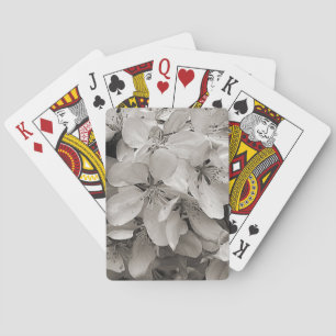 Spring Flower Blossoms In Black And White  Playing Cards