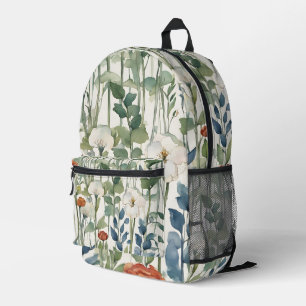 Spring Flower Blossoms Watercolor Art Printed Backpack