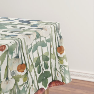 Spring Flower Blossoms  Watercolor Art Tablecloth