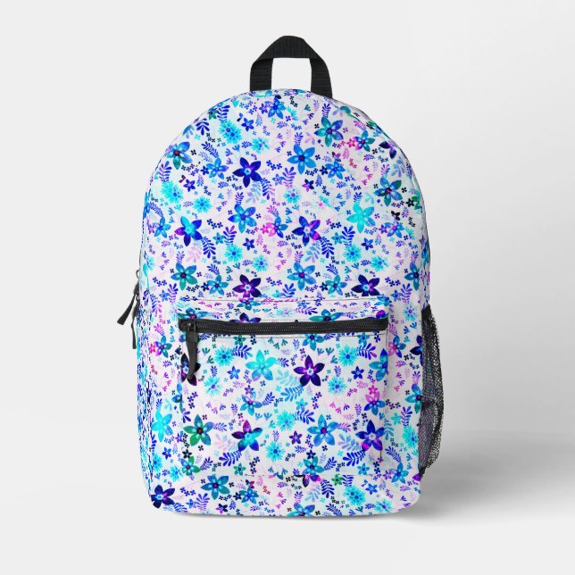 Spring Flower Bouquet - Edelweiss Flower Geometric Printed Backpack (Front)