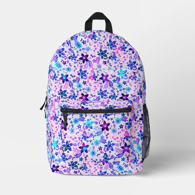 Spring Flower Bouquet - Edelweiss Flower Geometric Printed Backpack (Front)